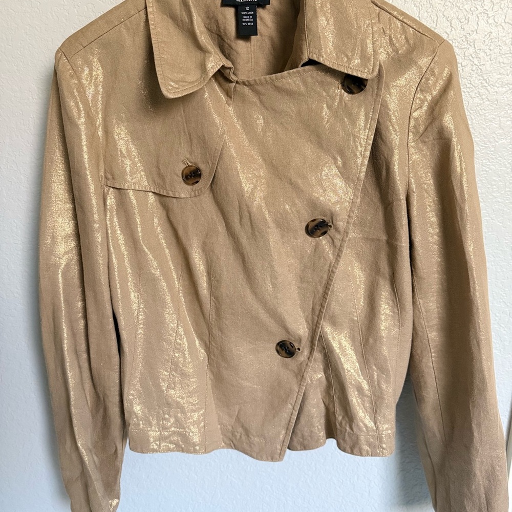Alfani Gold Double-Breasted Trench Coat